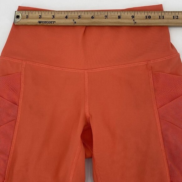 Lululemon Size 6 Mesh Rise and Flow Leggings Criss Cross Orange Coral NO SIZE - Picture 7 of 15